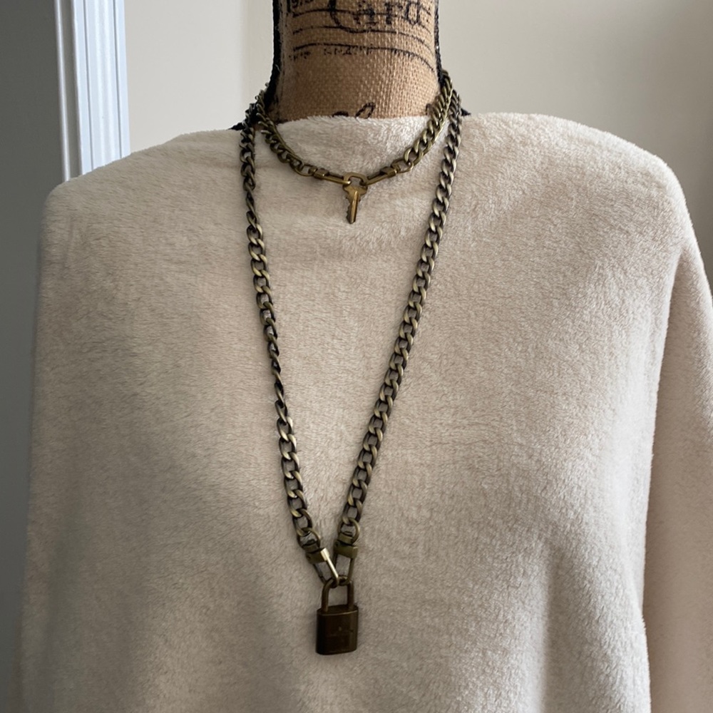LV Brass lock with key and 2 chains
